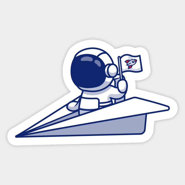 Cute Astronaut Riding Paper Plane Sticker by Catalyst Labs